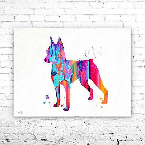500x500 Miniature Pinscher 4 Watercolor Print, Miniature - Watercolor Dog Art