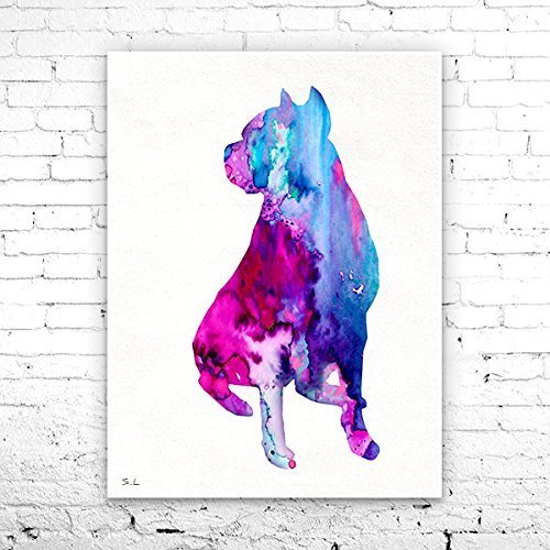500x500 Pit Bull 6 Watercolor Print, Pitbull Art, Dog Art - Watercolor Dog Art