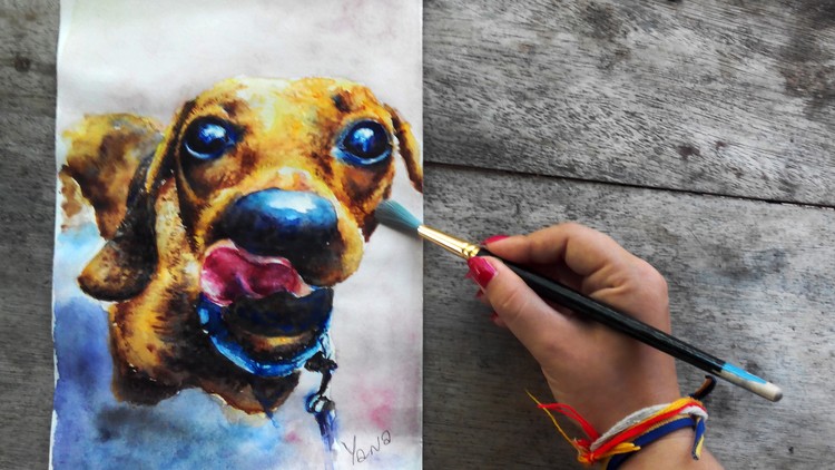 750x422 Watercolor Painting Realistic Dog Portrait, Step By Step Udemy - Watercolor Dog Painting
