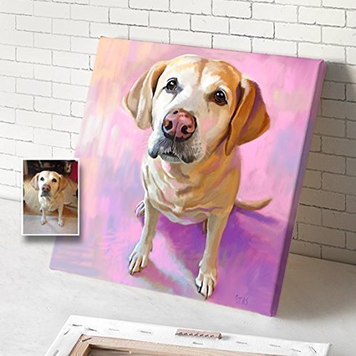 500x500 Custom Dog Portrait On Canvas, Portrait From Photo - Watercolor Dog Painting
