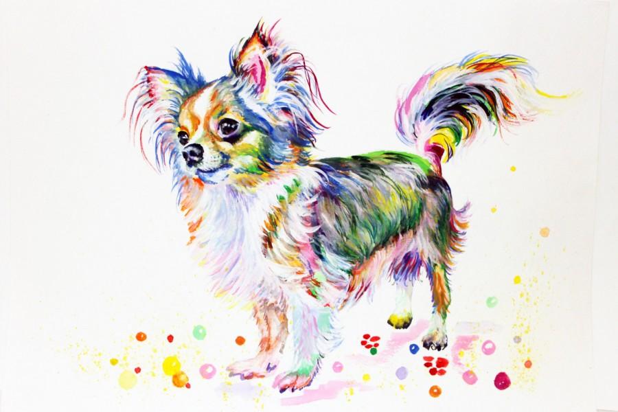 900x600 Chihuahua Canvas Print Art Print Dog Poster Watercolor Painting - Watercolor Dog Painting