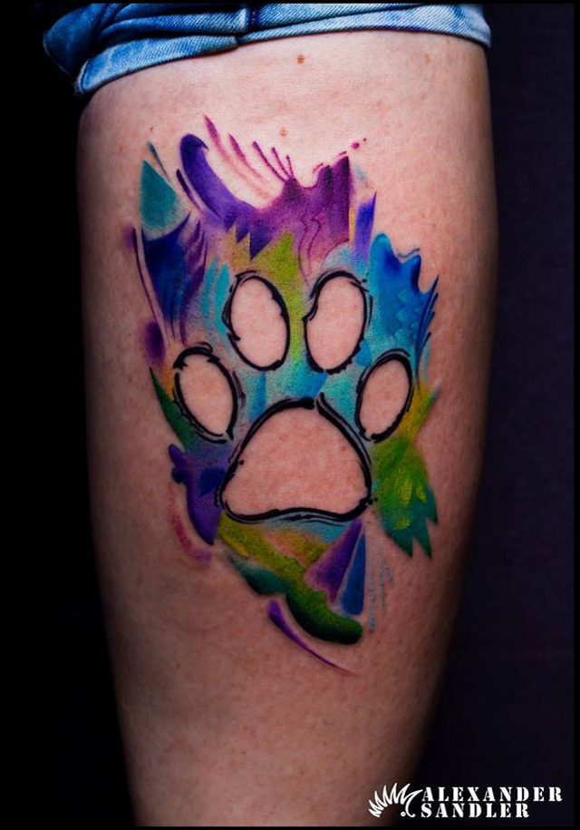 640x915 Watercolor Dog Paw Best Tattoo Design Ideas - Watercolor Dog Paw Tattoo