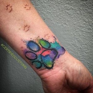 300x300 Watercolor Paw Print Tattoo By Chris Roberts - Watercolor Dog Paw Tattoo