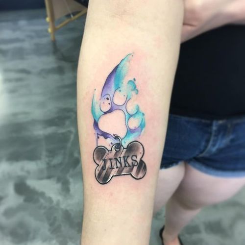 500x500 Watercolor - Watercolor Dog Paw Tattoo