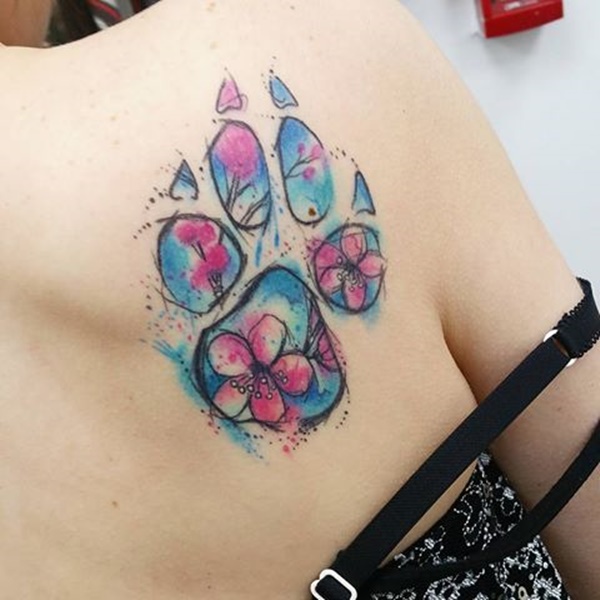 600x600 70 Gorgeous Dog Paw Tattoo Design Ideas - Watercolor Dog Paw Tattoo