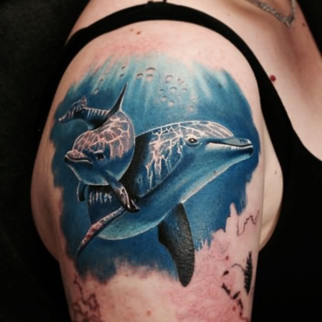 640x640 12 Nice Dolphin Tattoo Images And Pictures For Girls - Watercolor Dolphin Tattoo