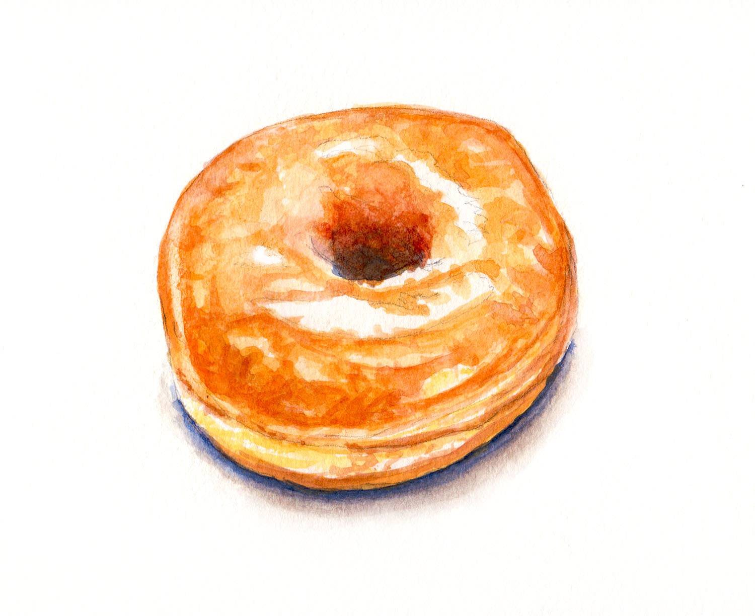1500x1224 ~ A Simple Glazed Donut - Watercolor Donut