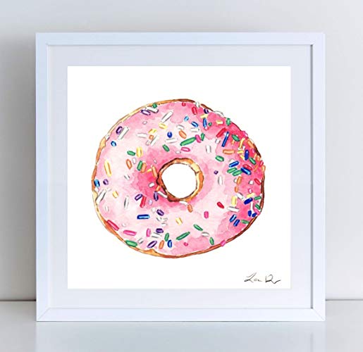515x500 Donut Art Painting Pink Print Of Watercolor Pink - Watercolor Donut