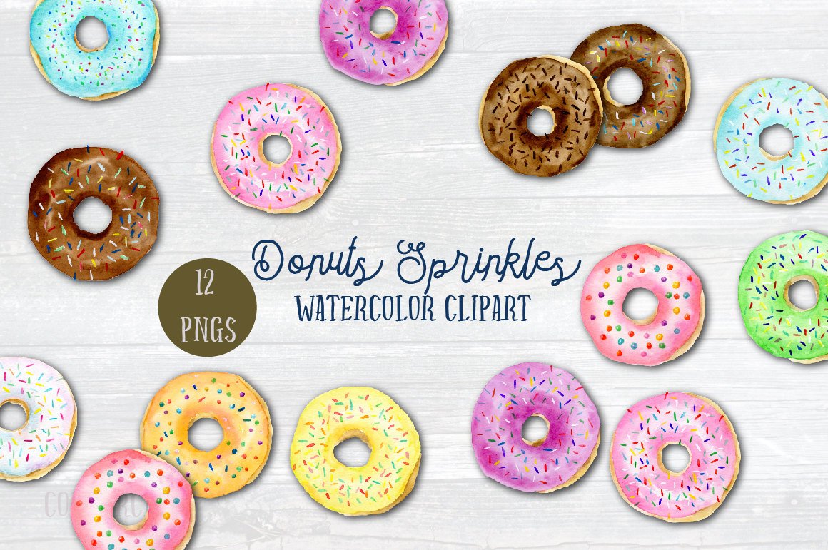 1160x771 Watercolor Clipart Donut Sprinkles, Pastel Color Donut Chocolate - Watercolor Donut