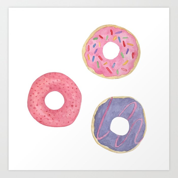 700x700 Watercolor Donut Pattern Art Print By Latheandquill Society6 - Watercolor Donut