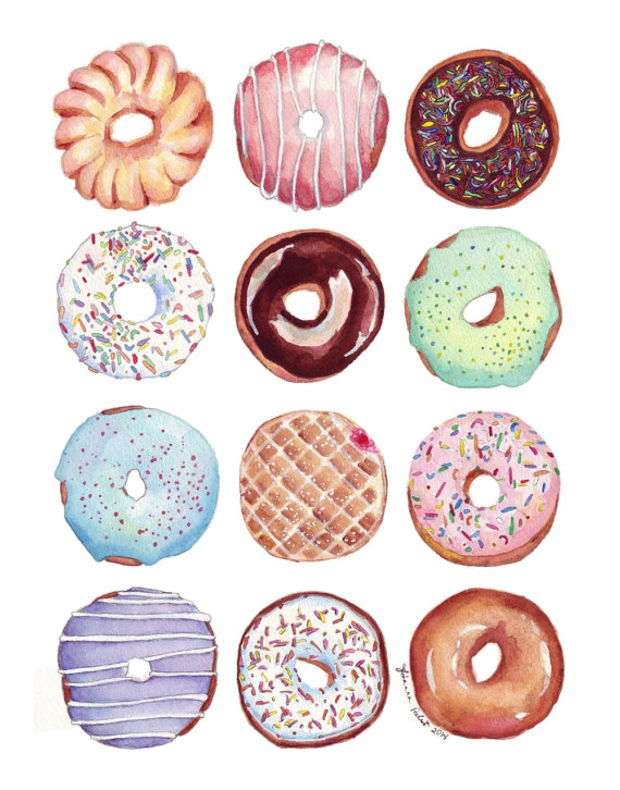 570x726 Donut Art - Watercolor Donut