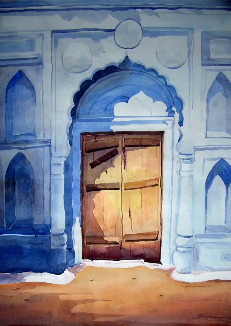 770x1084 Door Watercolor On Paper Painting By Samiran Sarkar Saatchi Art - Watercolor Door