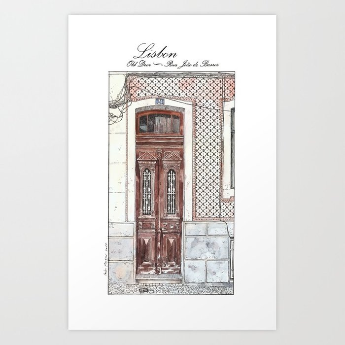 700x700 Old Door 2 Urban Landscape Lisbon Portugal Watercolor Art Print By - Watercolor Door