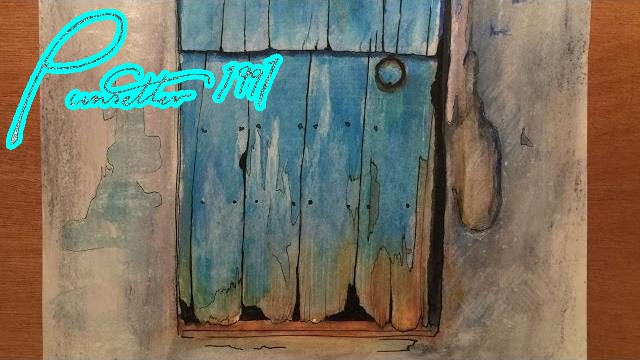 640x360 Old Rustic Door Watercolor Painting - Watercolor Door