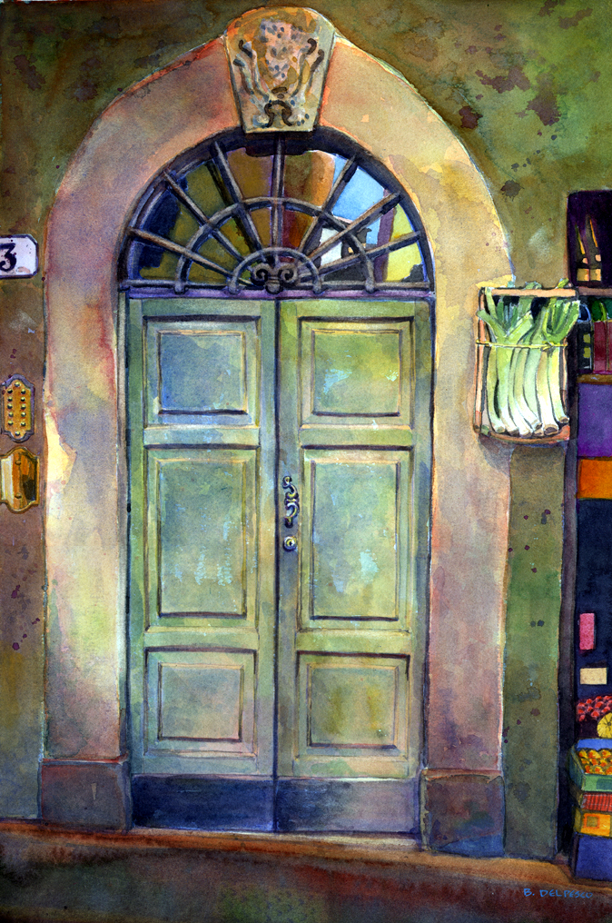 674x1016 Watercolor Italian Door With Leeks (Amp Why Do People Like Images - Watercolor Door