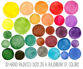 350x291 Hand Painted Colorful Watercolor Dots, Circles, Splotches Clipart - Watercolor Dots