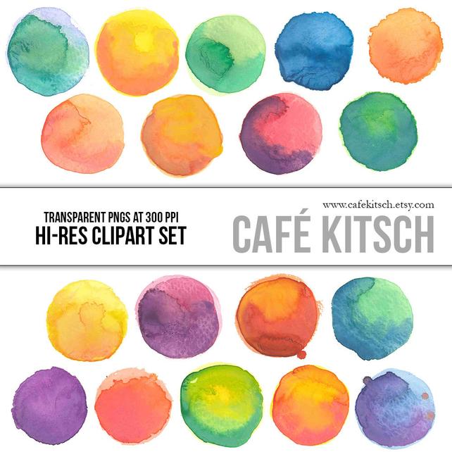 642x642 Instant Download Watercolor Dots Clip Art Set Hi Res Etsy - Watercolor Dots