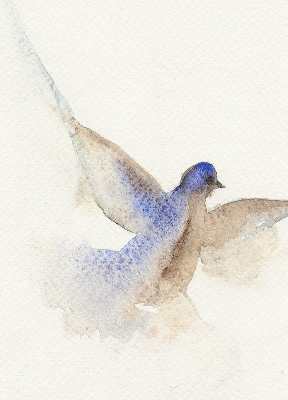 570x792 Flying Dove, Original Watercolor Painting, Bird Art, Pigeon - Watercolor Dove