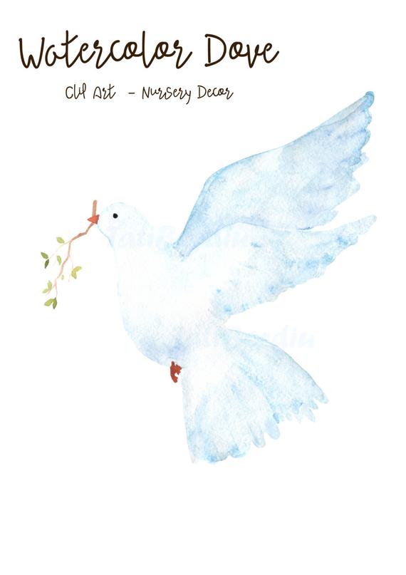 570x807 Watercolor Dove Clip Art Clipart Nursery Decor Digital Etsy - Watercolor Dove