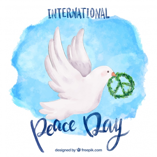 626x626 Watercolor Dove With Peace Symbol Vector Free Download - Watercolor Dove