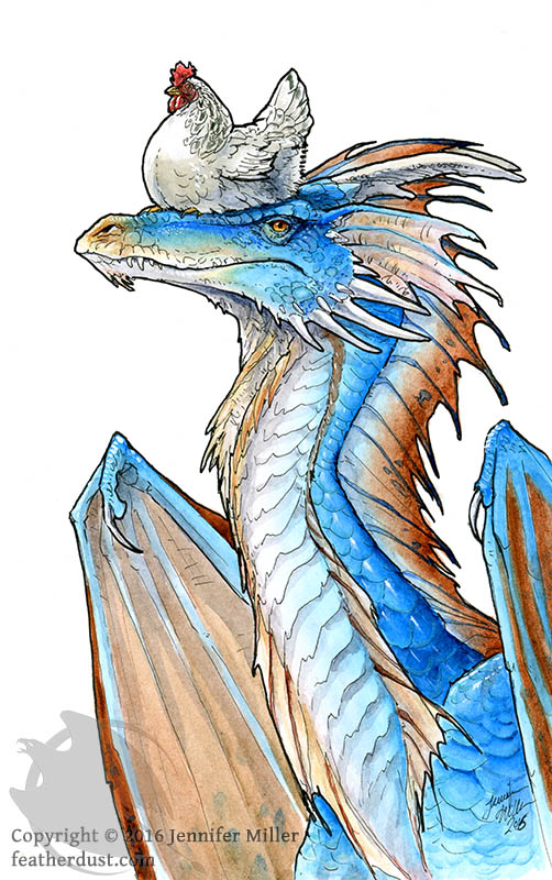 502x800 This Is Normal, Dragon With Chicken, Ink Amp Watercolor Painting - Watercolor Dragon