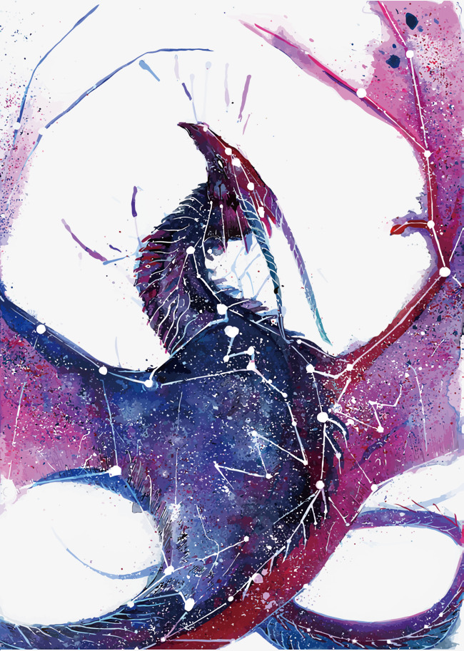 650x913 Vector Starry Dragon, Watercolor, Starry Sky, Purple Png And - Watercolor Dragon