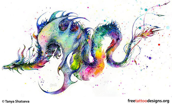 700x424 Watercolor Dragon Tattoo Design - Watercolor Dragon