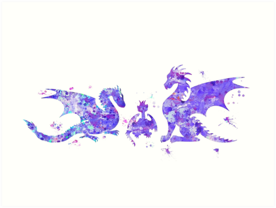 549x413 Dragon Family, Dragon, Nursery Dragon, Watercolor Dragon, Dragon - Watercolor Dragon