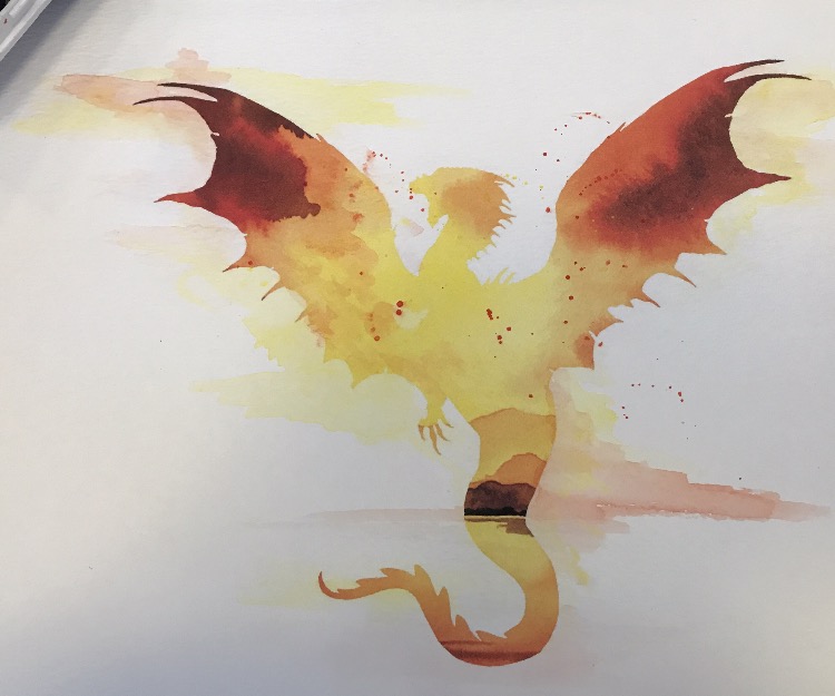 750x625 Dragon Watercolor Silhouette By Davuu - Watercolor Dragon