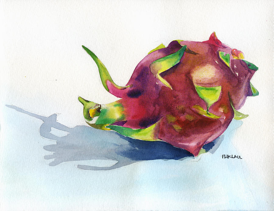 900x693 Dragon Fruit Painting By Peter Lau - Watercolor Dragon Paintings