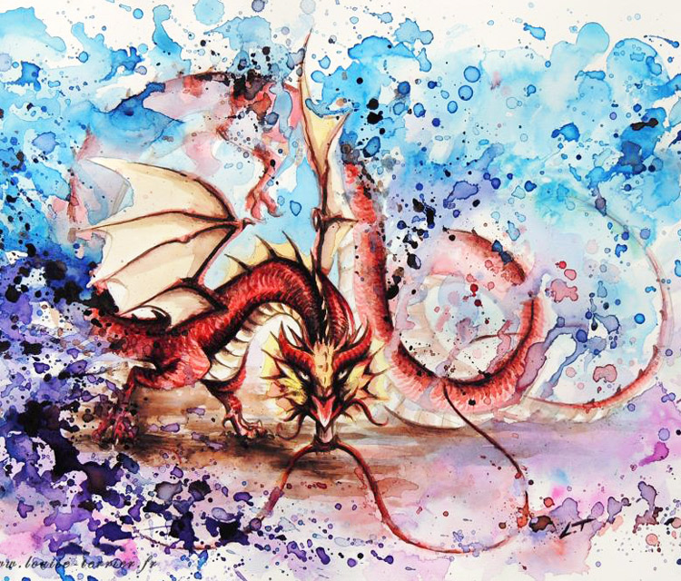 750x640 Dragon Watercolor Paintings - Watercolor Dragon Paintings