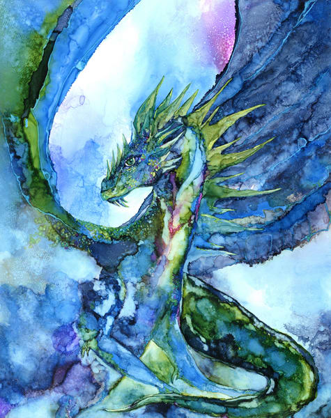 475x600 Dragon Art, Fine Art Prints By Heidi Stavinga, Alcohol Ink Art - Watercolor Dragon Paintings