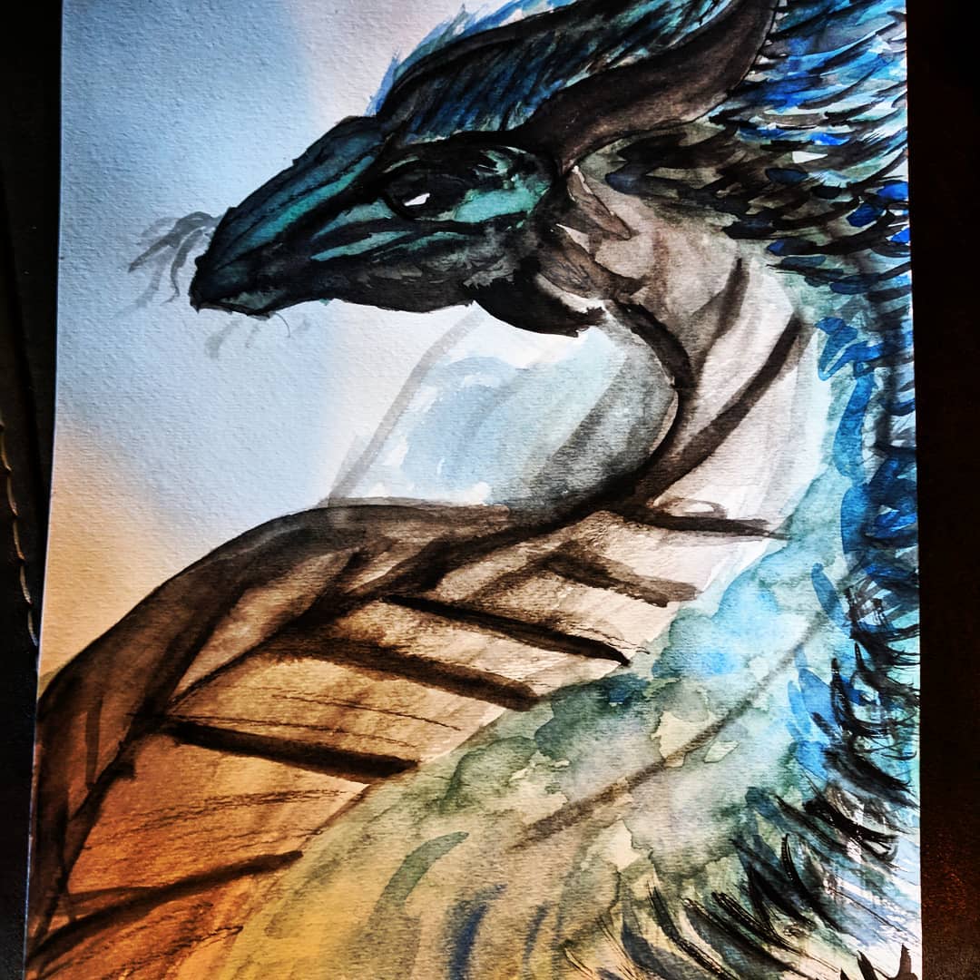 1080x1080 Dragonwatercolor - Watercolor Dragon Paintings