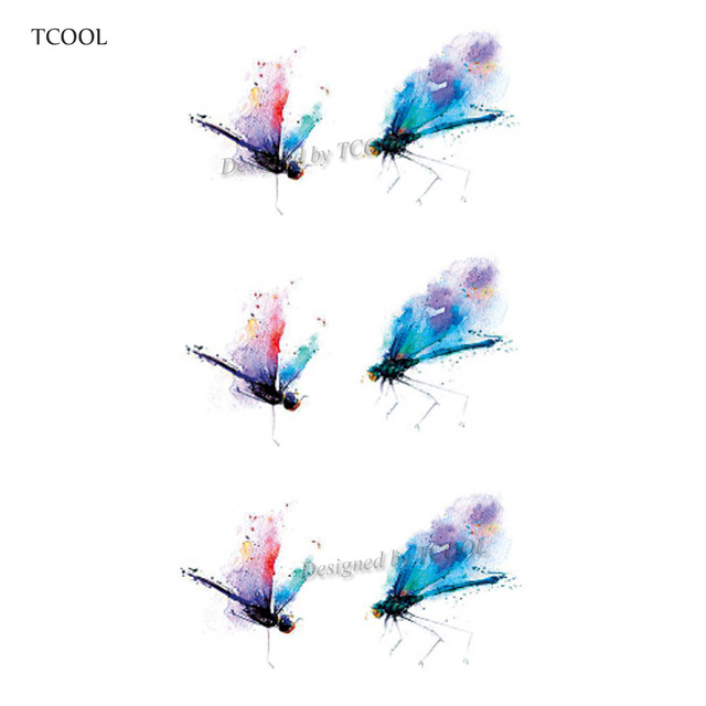 640x640 Tcool Watercolor Dragonfly Women Temporary Tattoo Sticker Tattoos - Watercolor Dragonfly