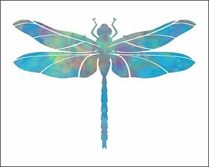 300x240 Teal Blue Dragonfly Watercolor Art Print Decor Silhouette Painting - Watercolor Dragonfly