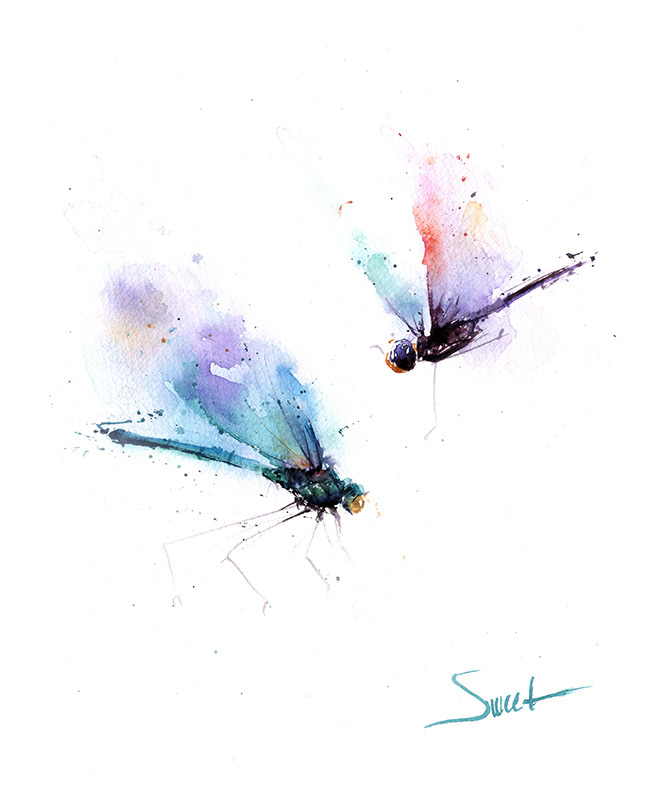 650x812 Dragonflies Watercolor Print Watercolor Animal Paintings - Watercolor Dragonfly