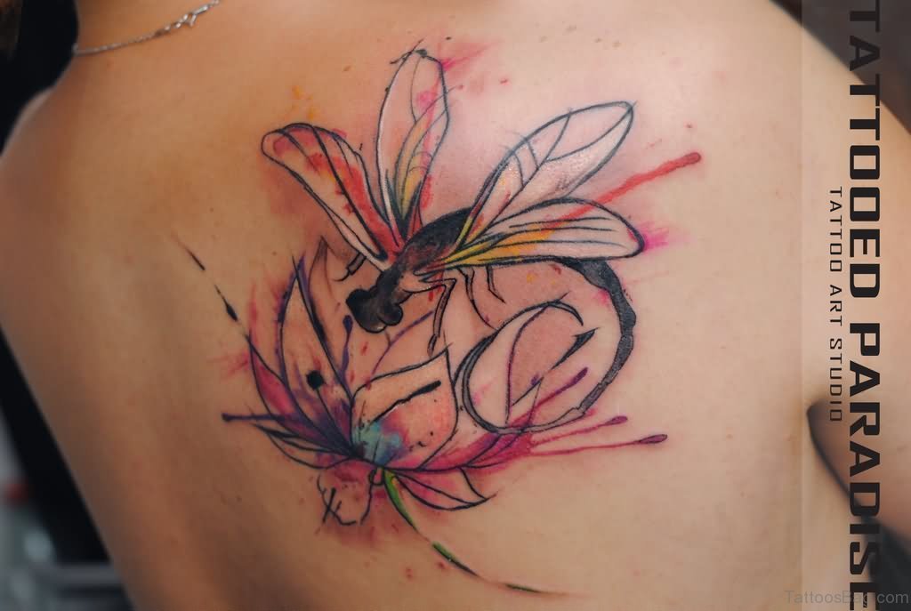 1024x687 50 Sweetened Dragonfly Tattoo On Back - Watercolor Dragonfly Tattoo