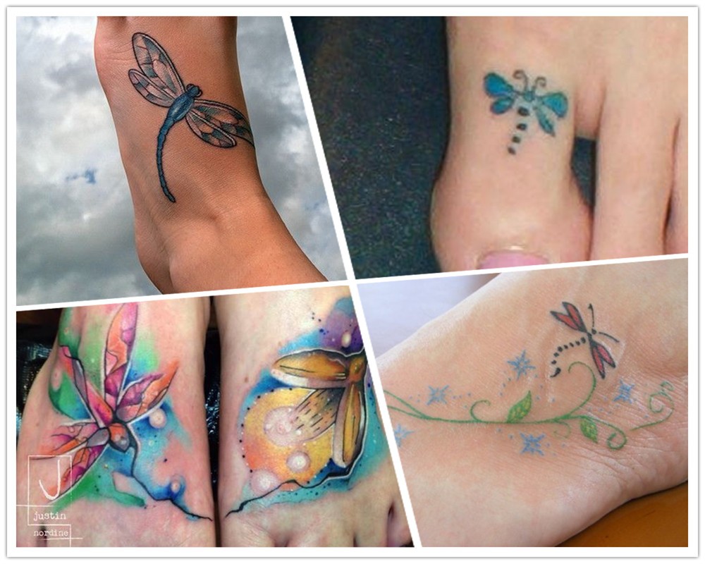 1000x800 Collection Of Pretty Watercolor Dragonfly Tattoo On Foot - Watercolor Dragonfly Tattoo