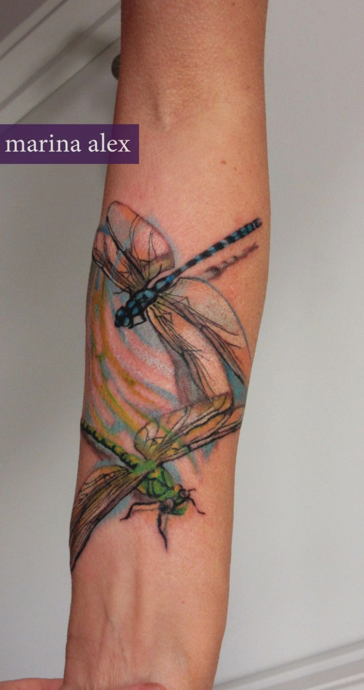 713x1350 Watercolor Dragonfly Tattoo The Image - Watercolor Dragonfly Tattoo