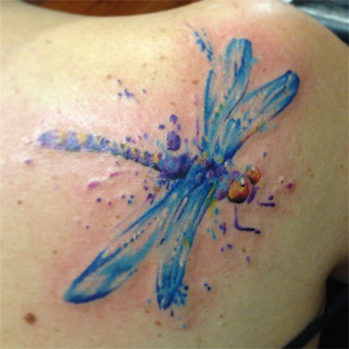 720x720 Watercolor Dragonfly Tattoo On Shoulder - Watercolor Dragonfly Tattoo