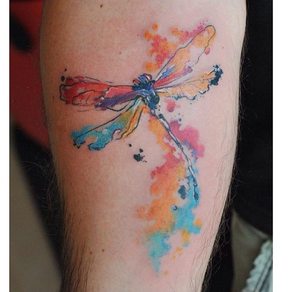 600x600 50 Dragonfly Tattoo Ideas - Watercolor Dragonfly Tattoo