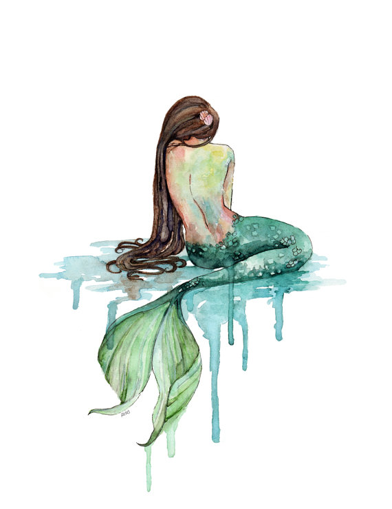 570x739 Watercolor Mermaid Painting - Watercolor Drawings Tumblr