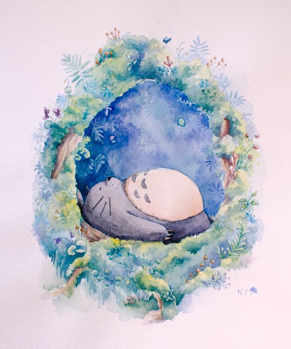 590x708 Totoro Fan Art Tumblr - Watercolor Drawings Tumblr