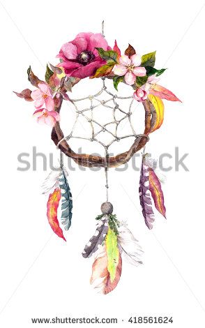294x470 Dream Catcher (Dreamcatcher) With Feathers, Autumn Leaves And - Watercolor Dream Catchers