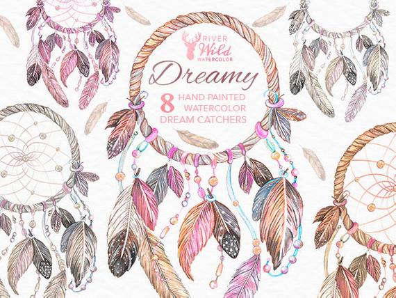 570x428 Dreamcatcher Watercolor Clipart Dream Catcher Native American Etsy - Watercolor Dream Catchers