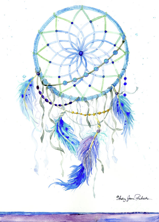 645x900 Watercolor Dream Catcher Lavender Blue Feathers 1 Painting By - Watercolor Dream Catchers