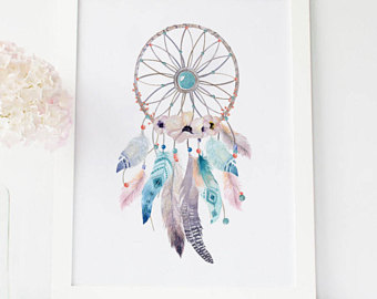 340x270 Watercolor Dreamcatcher Dream Catcher Art Dreamcatcher Print - Watercolor Dream Catchers
