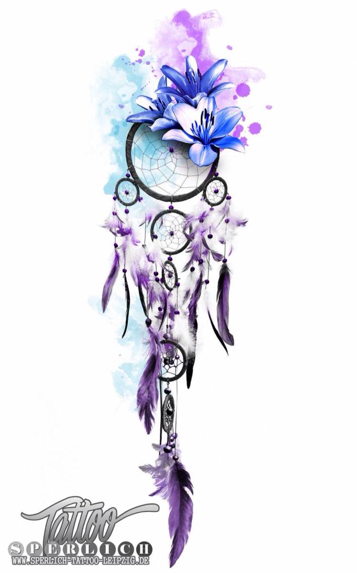708x1136 Watercolor Dreamcatcher Tattoo Design - Watercolor Dream Catchers
