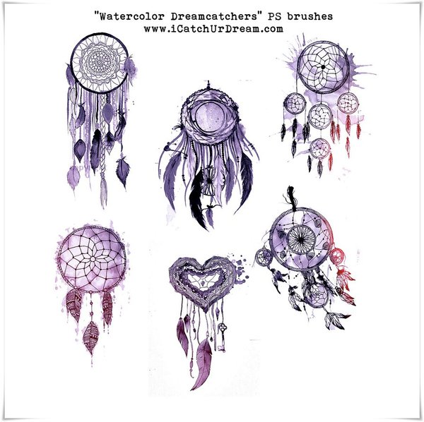 600x598 Watercolor Dreamcatchers Photoshop Brushes Free Download - Watercolor Dream Catchers