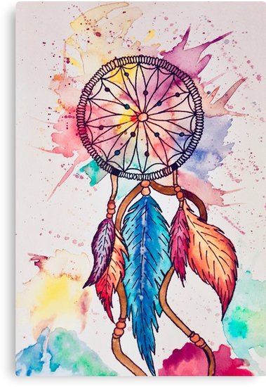 379x550 Dreamcatcher Watercolor Watercolor Dream Catcher Canvas Prints - Watercolor Dream Catchers